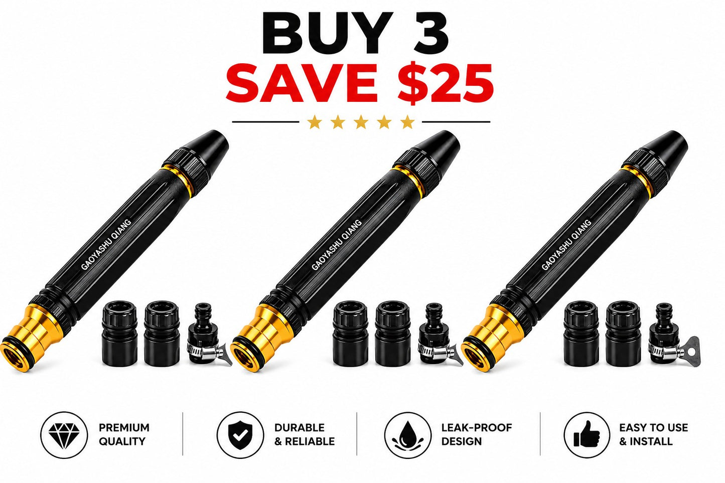 Heavy Duty Metal Hose Nozzle – Turn Your Garden Hose Into a Powerful Cleaning Tool