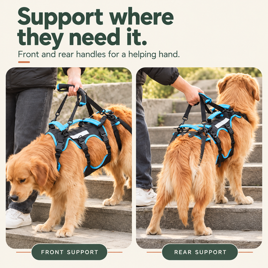 Sky blue full body dog support harness — support