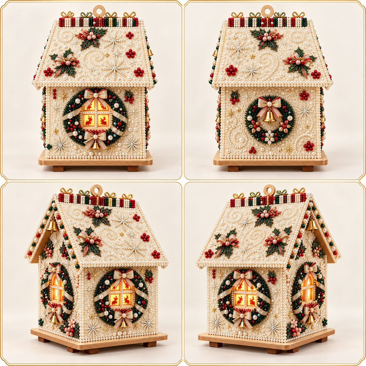 DIY Pearl Art Christmas House Kit – Relaxing 3D Craft – Sparkling Holiday Décor for Home & Gifts