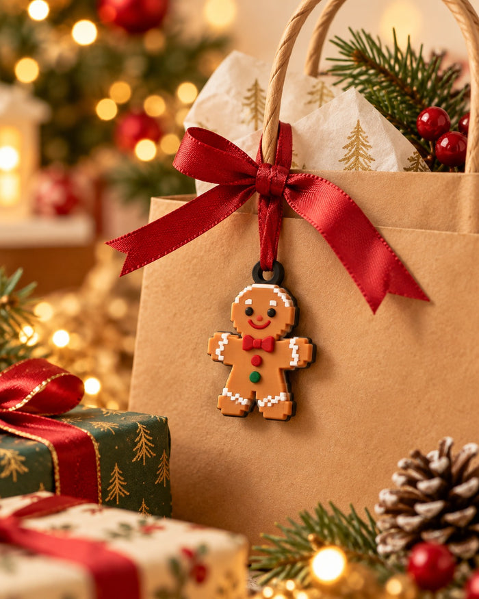 Ornament tied to a gift bag
