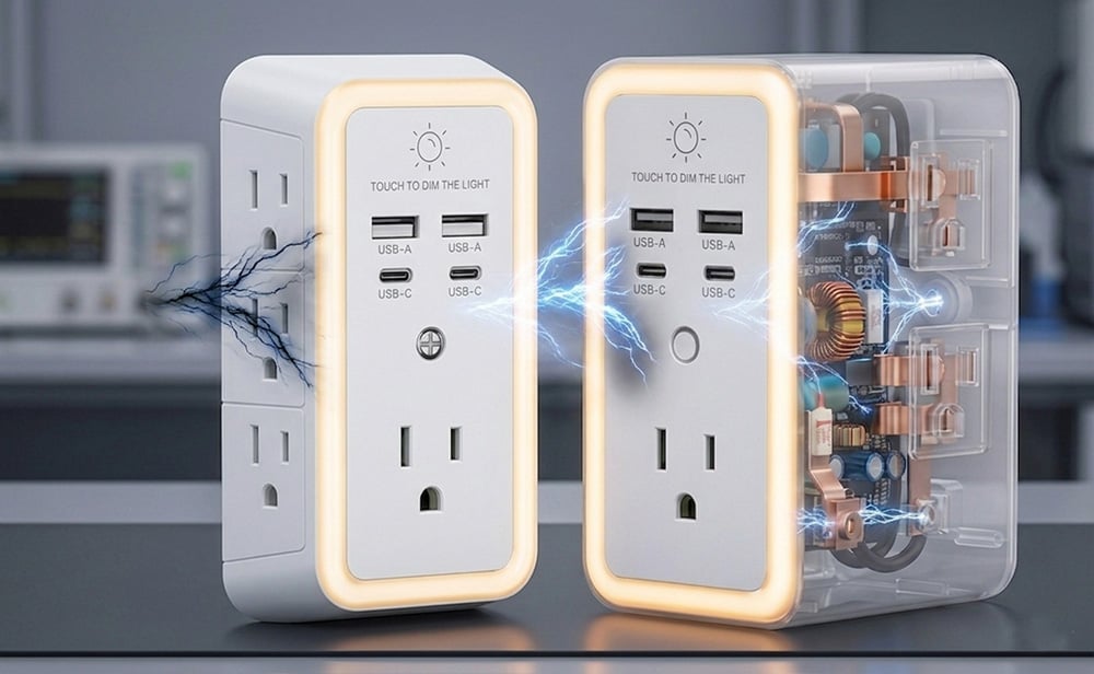 Transform One Outlet into a Stylish All-in-One Charging Station with Built-in Ambient Lighting