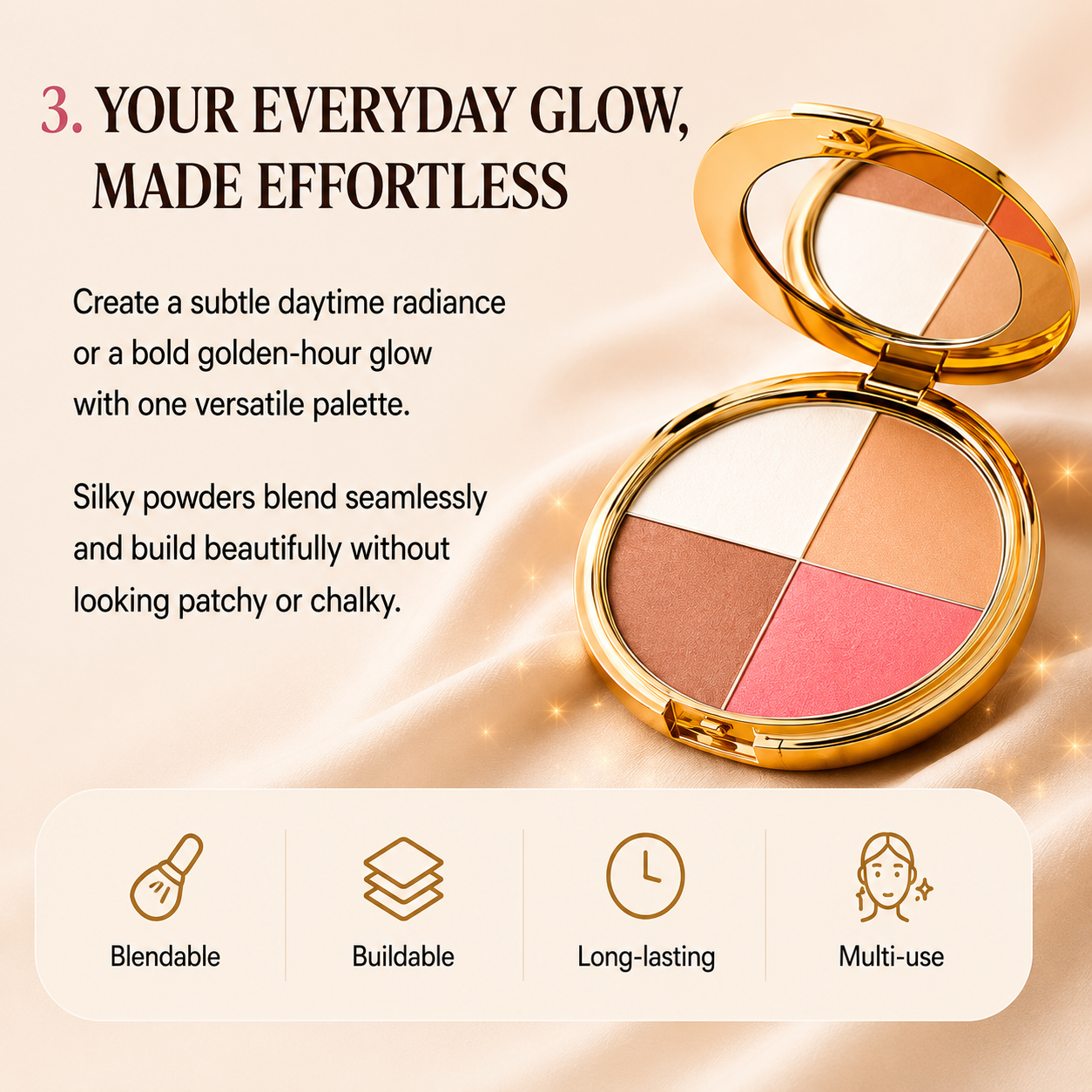 4-in-1 Glow Palette | Multi-Use Face & Eye Makeup Palette for Natural Everyday Radiance
