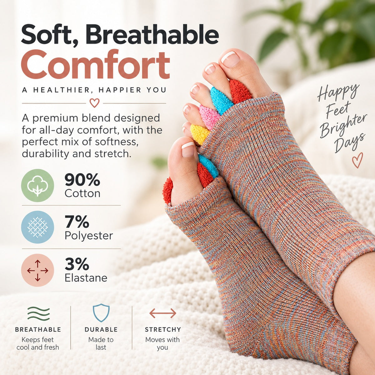 Foot Alignment Socks – Gentle Toe Separation for Crowded Toes & Everyday Comfort