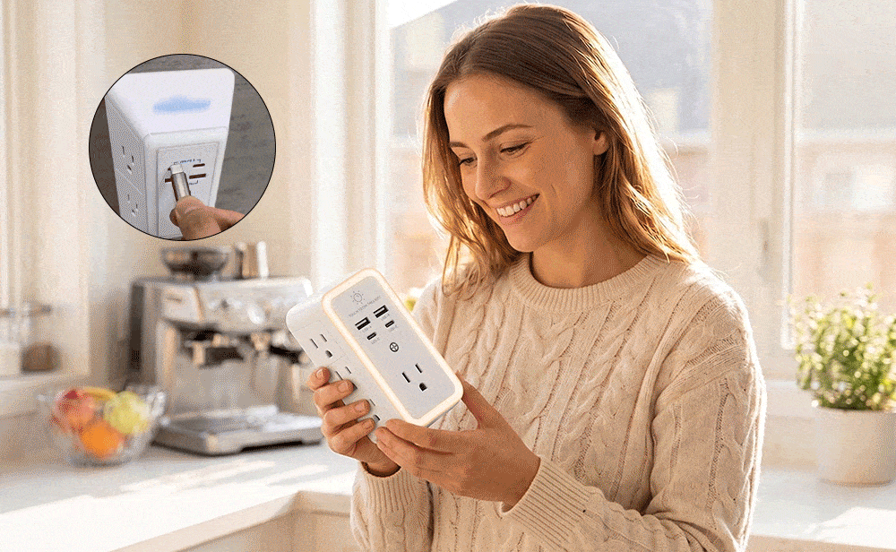 Transform One Outlet into a Stylish All-in-One Charging Station with Built-in Ambient Lighting