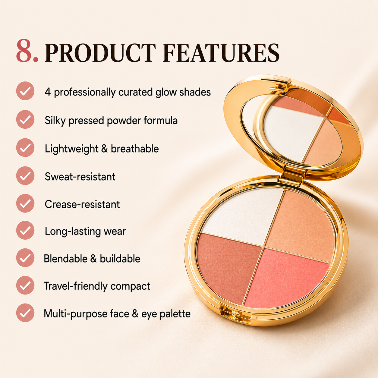 4-in-1 Glow Palette | Multi-Use Face & Eye Makeup Palette for Natural Everyday Radiance