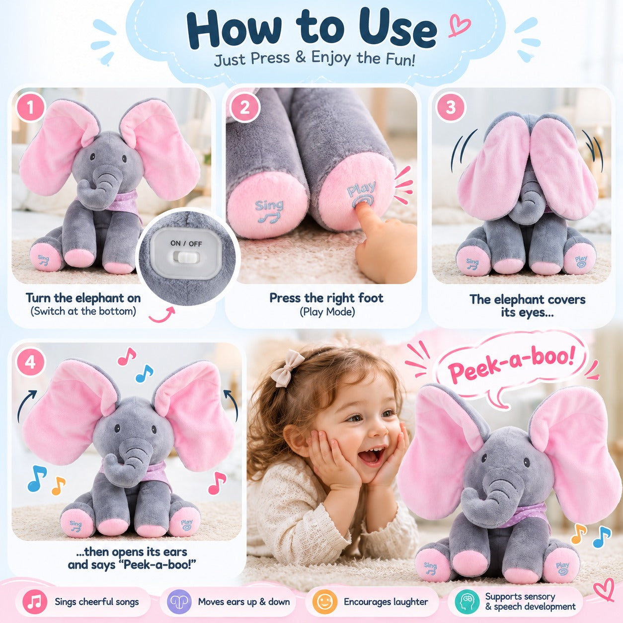 Peek-a-Boo Elephant Plush