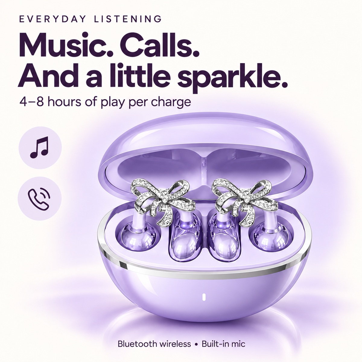 Bluetooth music and calls with 4–8 hours of play