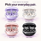 Bow Charm Clip-On Earbuds in Lavender Purple, Moonlight White, Rose Gold and Starry Black