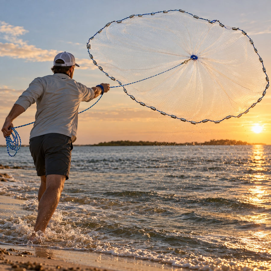 Angler throwing the cast net