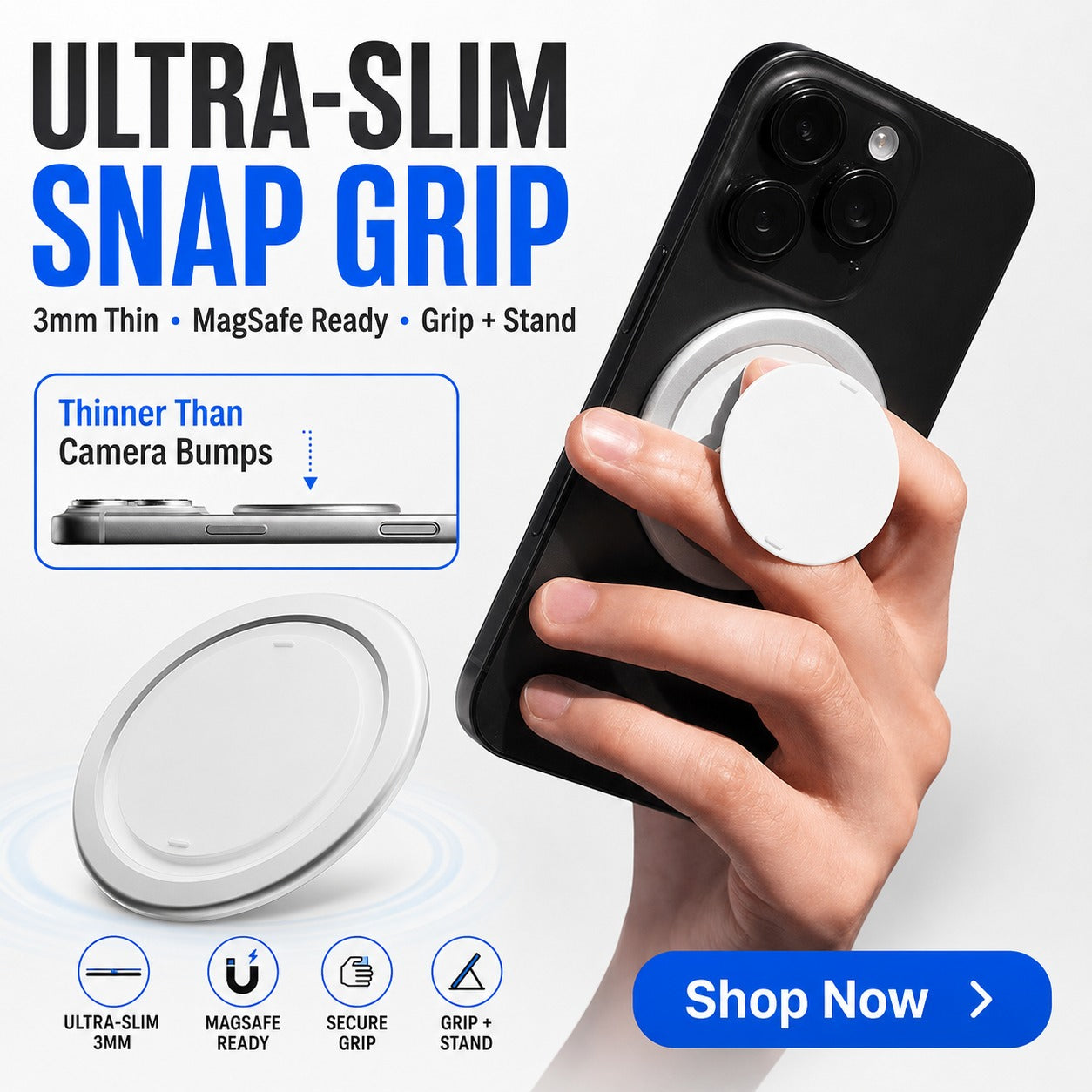 Ultra-Slim Magnetic Phone Grip & Stand