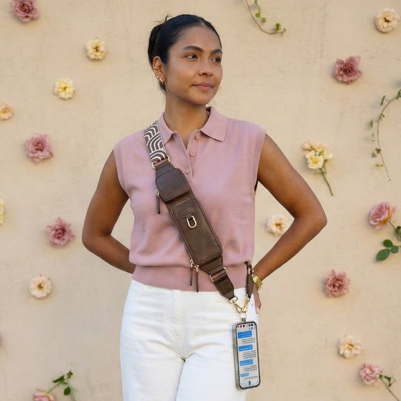 Hands-Free RFID Crossbody Phone Strap Wallet
