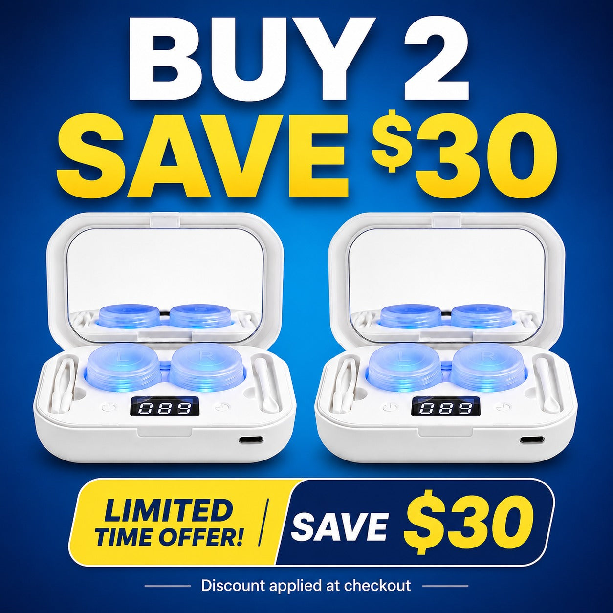 Ultrasonic Contact Lens Cleaner – Rechargeable Deep Cleaning Case