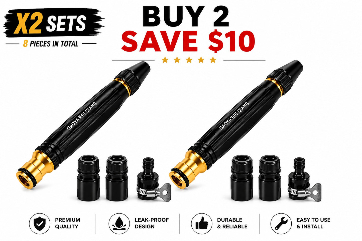 Heavy Duty Metal Hose Nozzle – Turn Your Garden Hose Into a Powerful Cleaning Tool