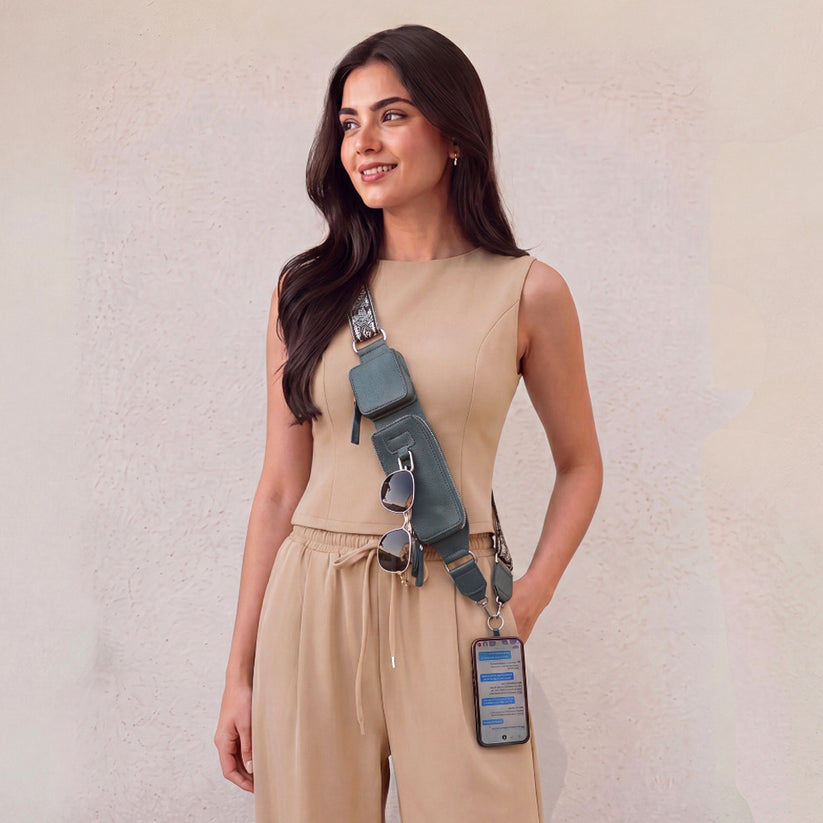 Hands-Free RFID Crossbody Phone Strap Wallet