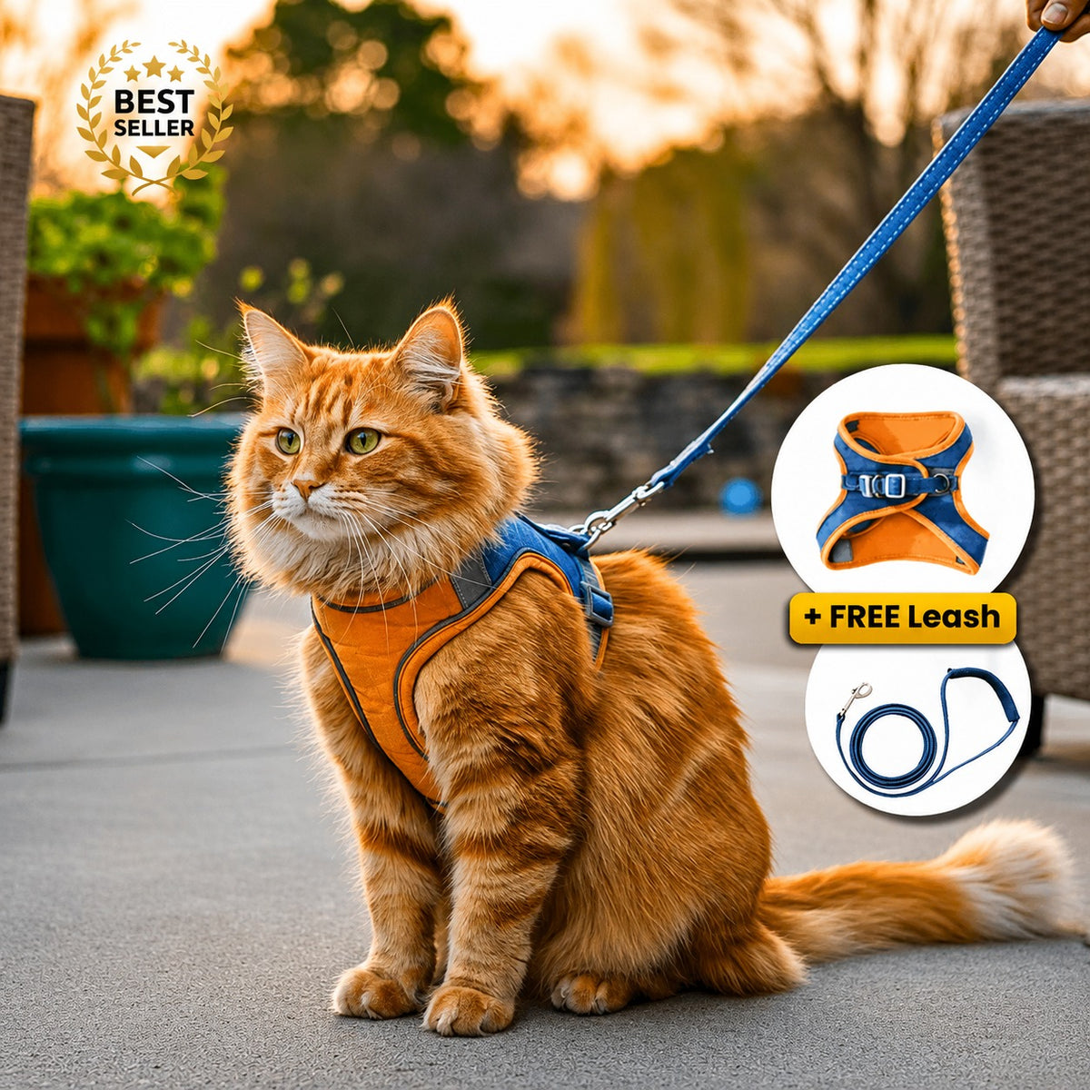 Escape-Resistant Cat Harness & Leash Set - Comfortable Adjustable Vest for Safer Outdoor Adventures