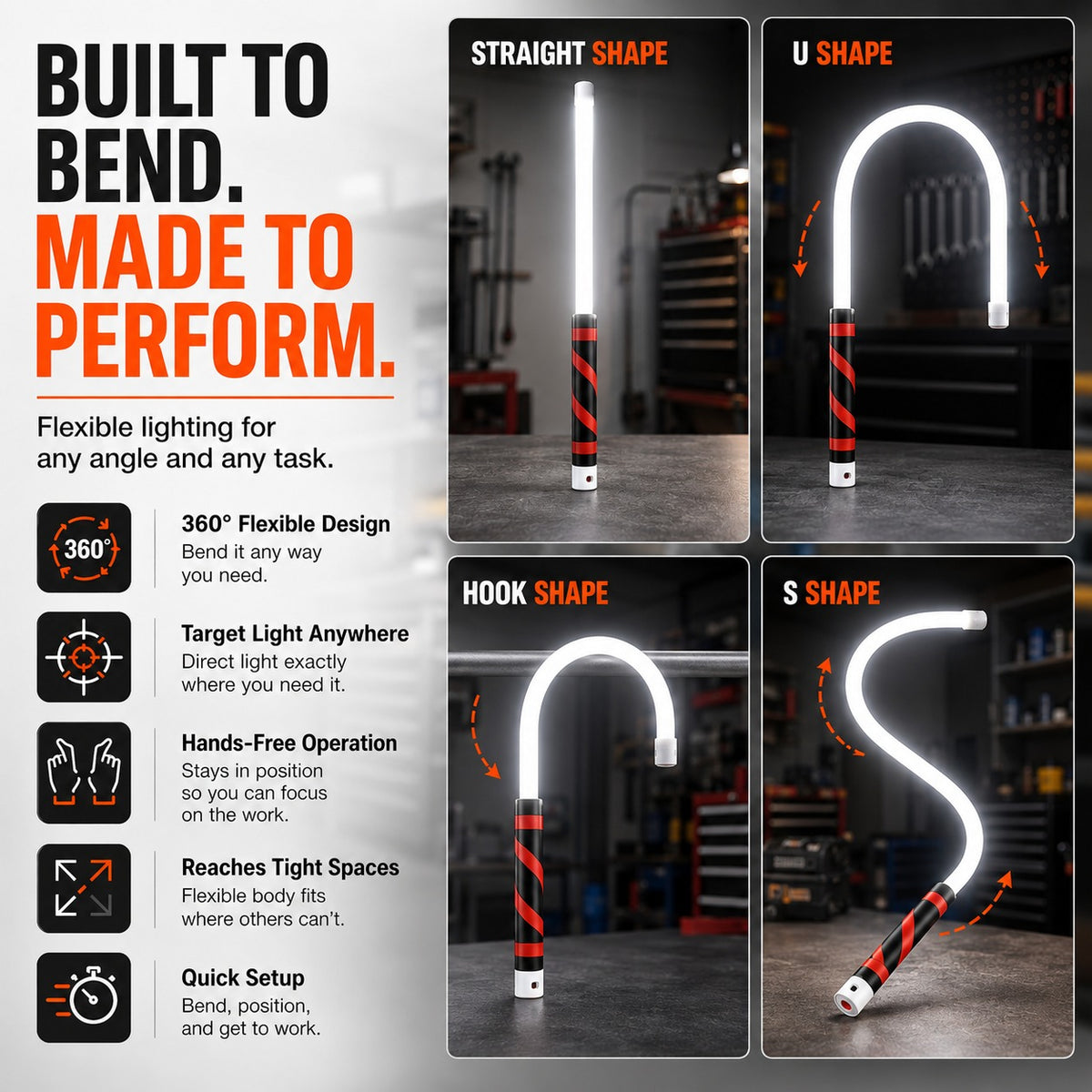 Flexible Hands-Free Work Light – Light Tight Spaces With Both Hands Free