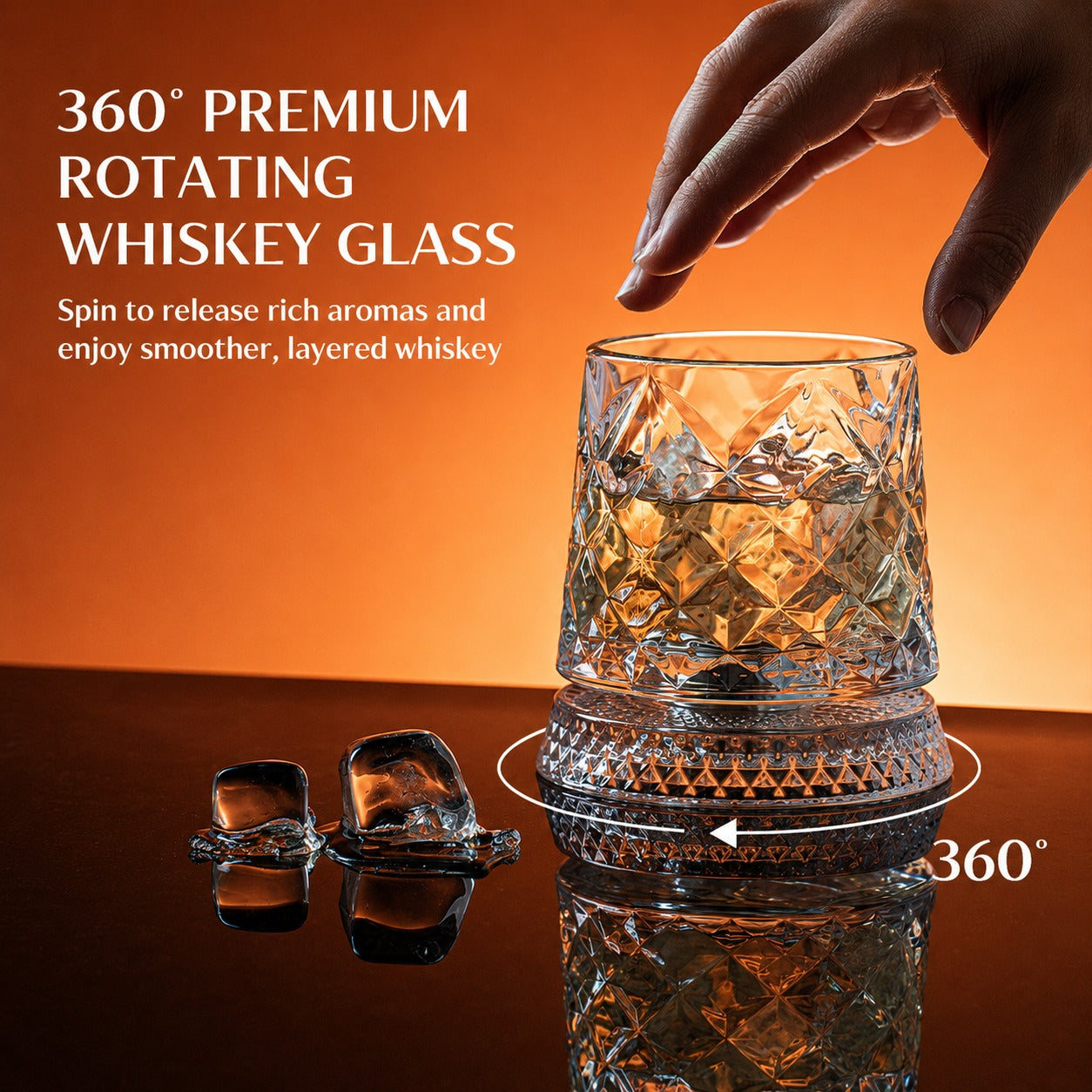 360° Kinetic Rotating Crystal Whiskey Glass