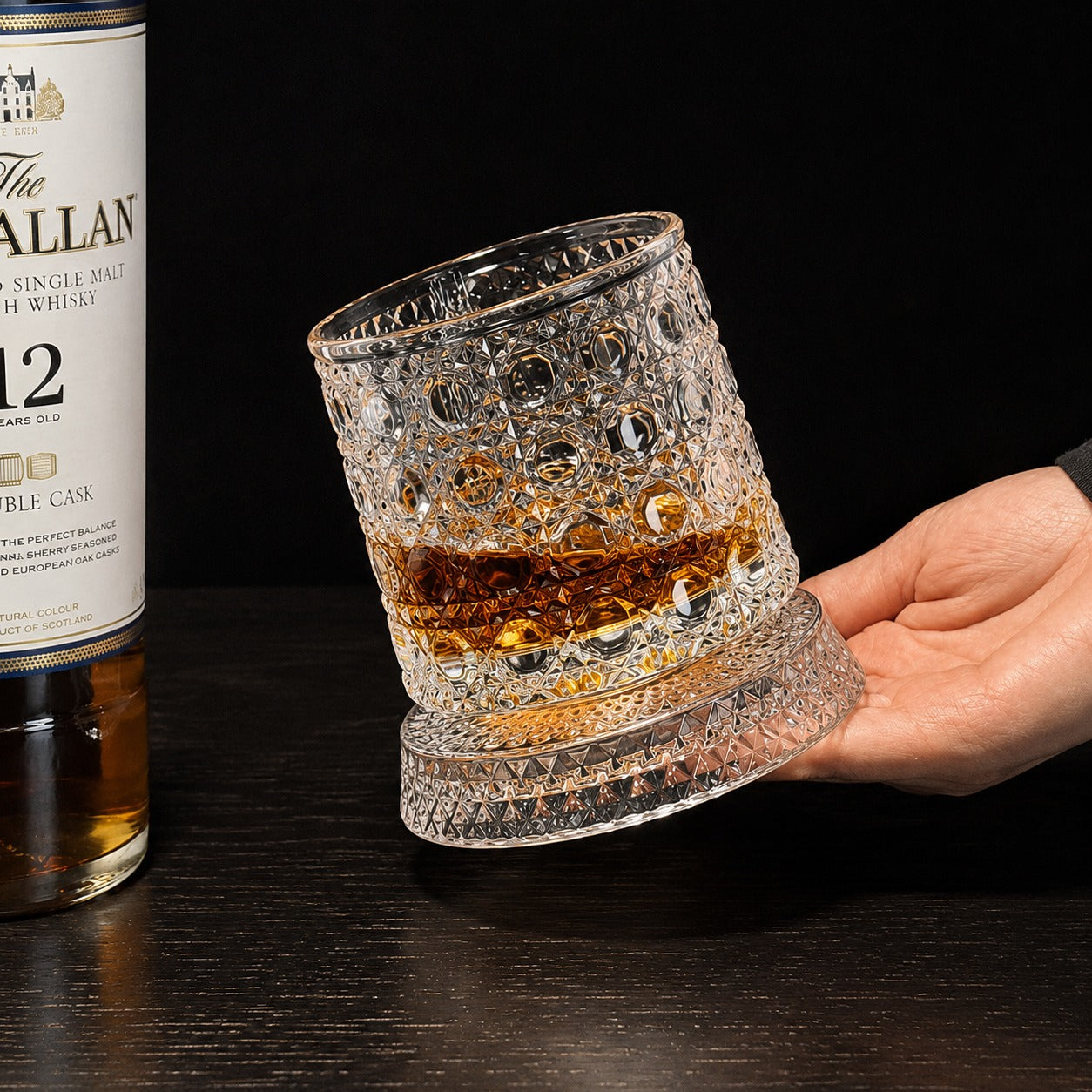 360° Kinetic Rotating Crystal Whiskey Glass