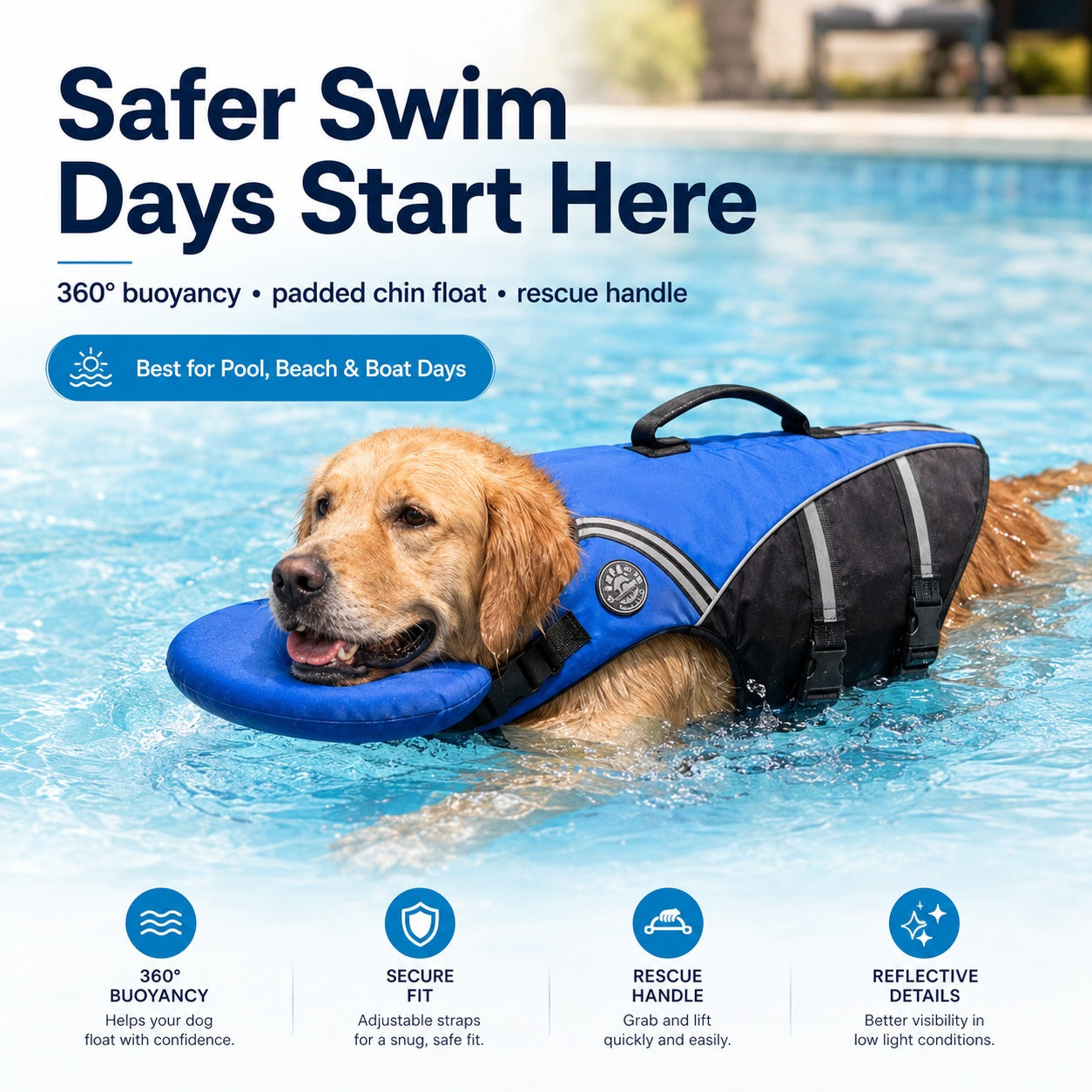 Dog Life Jacket with Chin Support