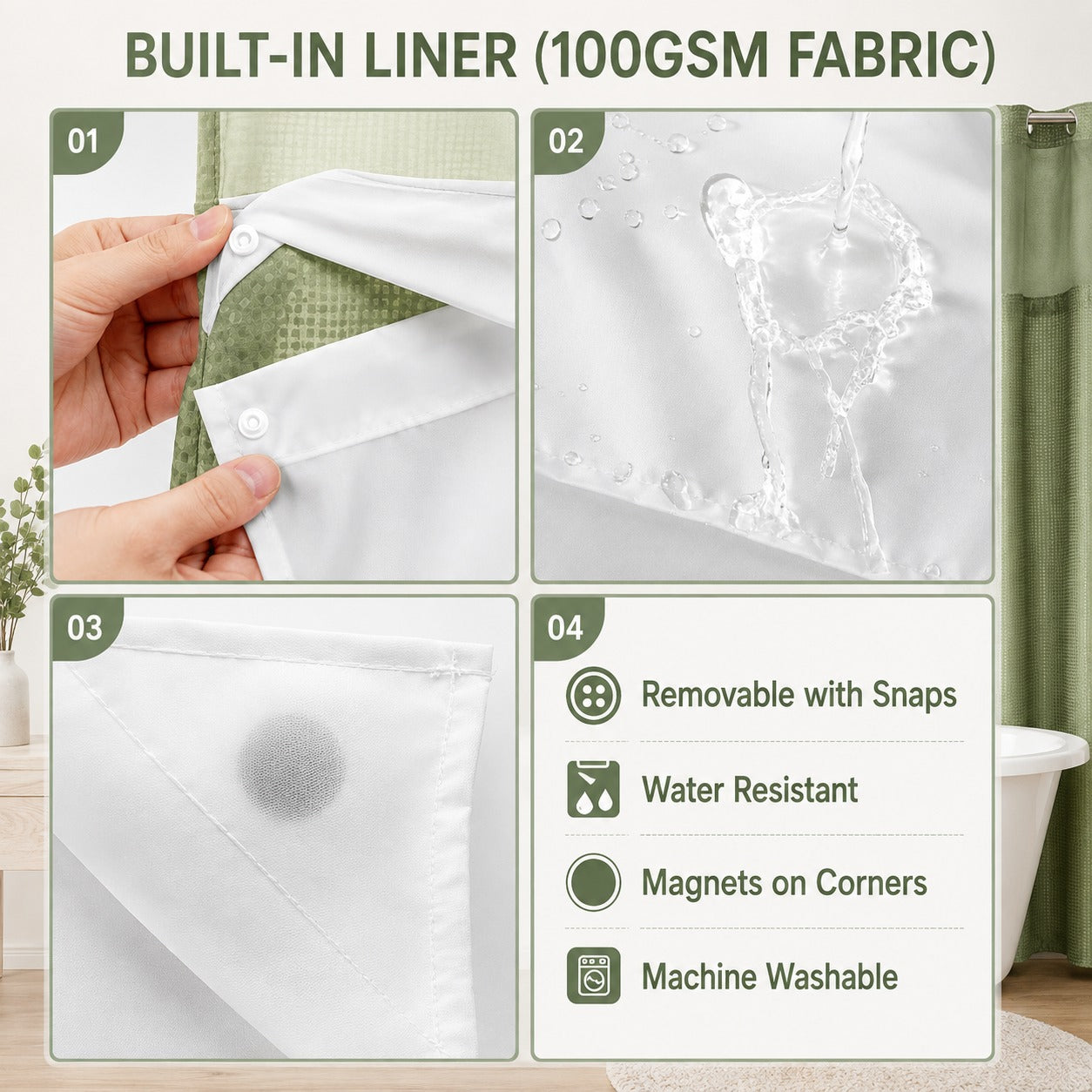 Snap-On Shower Curtain