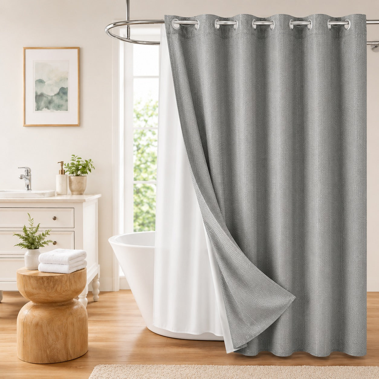 Snap-On Shower Curtain