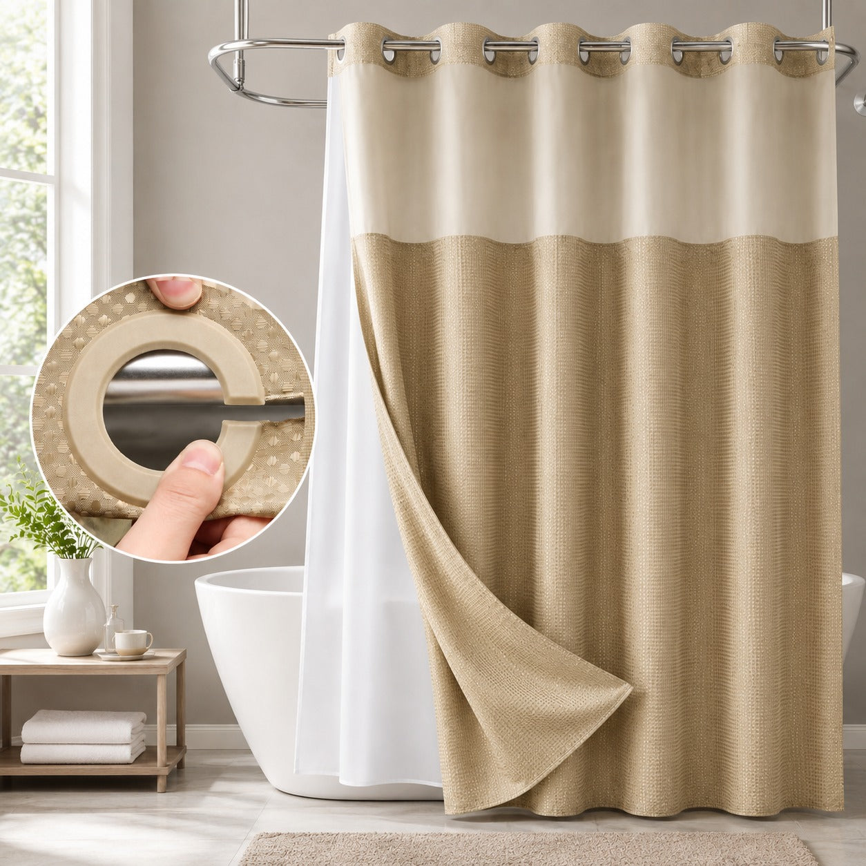 Snap-On Shower Curtain