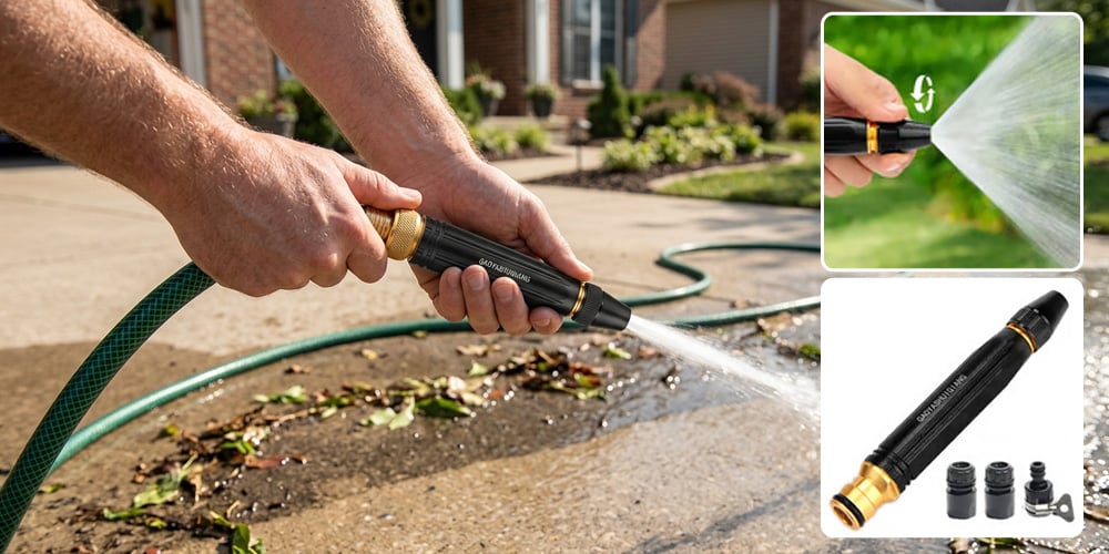 Heavy Duty Metal Hose Nozzle – Turn Your Garden Hose Into a Powerful Cleaning Tool